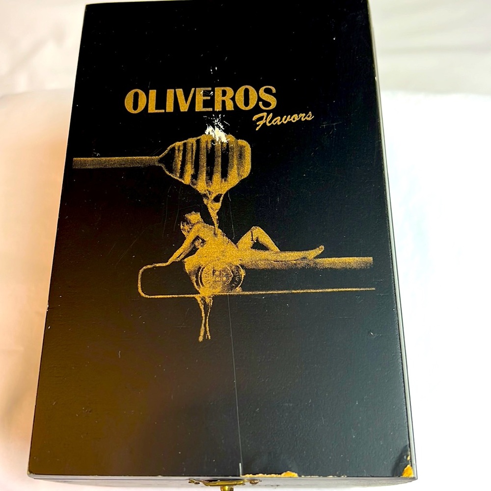 Black cigar box with unique artwork